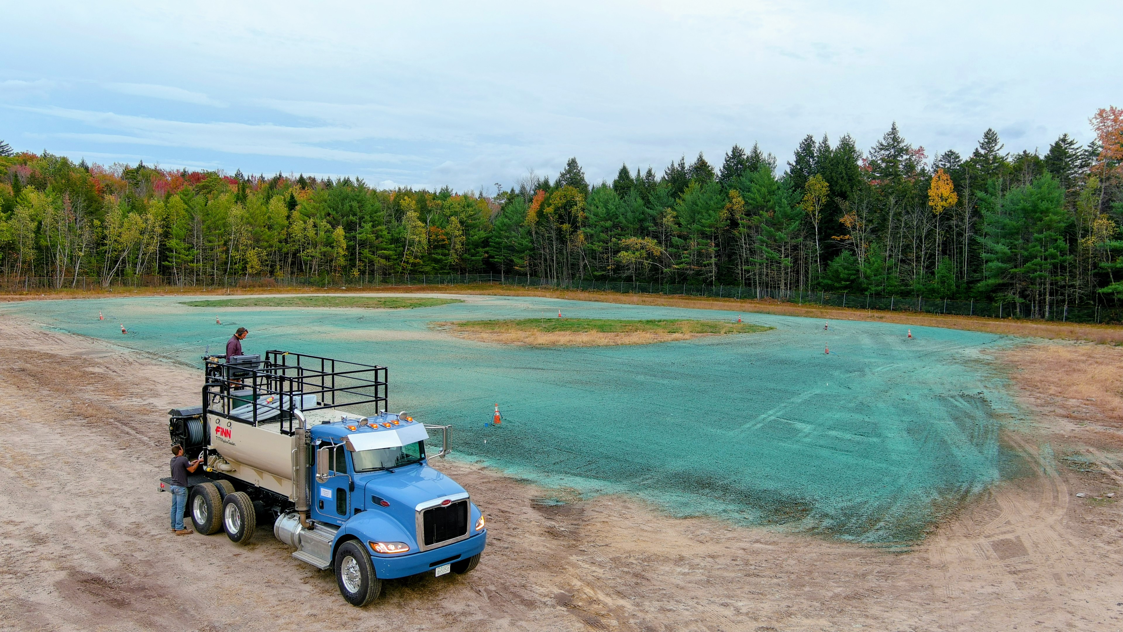 Thanks to GOTT GRASS the dog park was hydro seeded. This plot will be wonderful for our 4 legged friends! Picture of Hydroseeding at the home of the future dog park