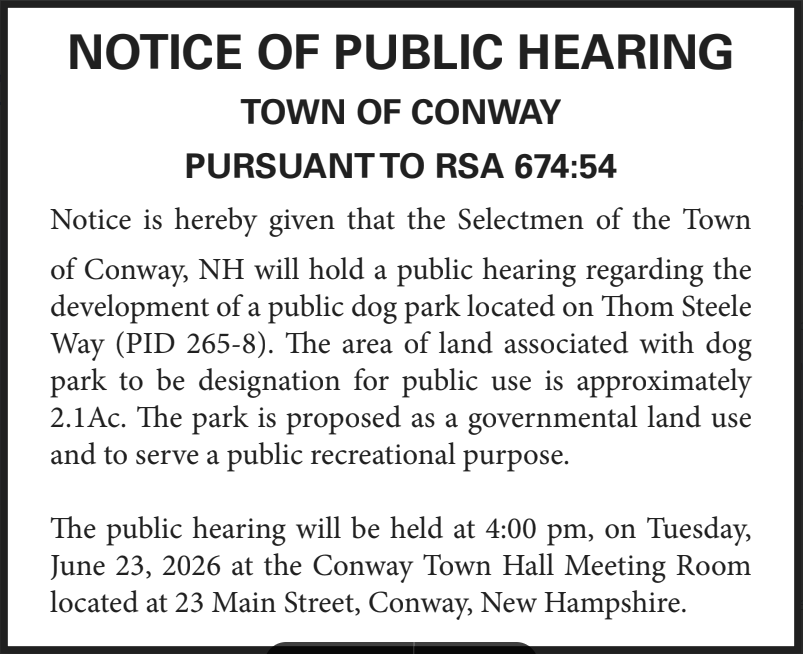 Public Notice for Dog Park Location