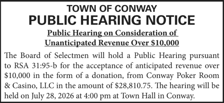 Public Hearing for Casino Revenue