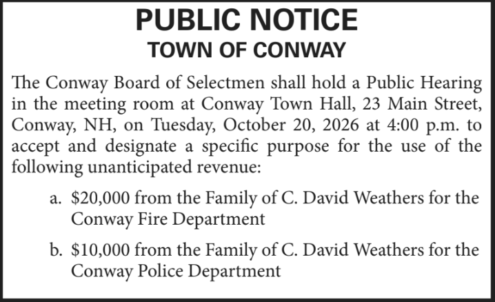 Public Hearing for Unanticipated Revenue