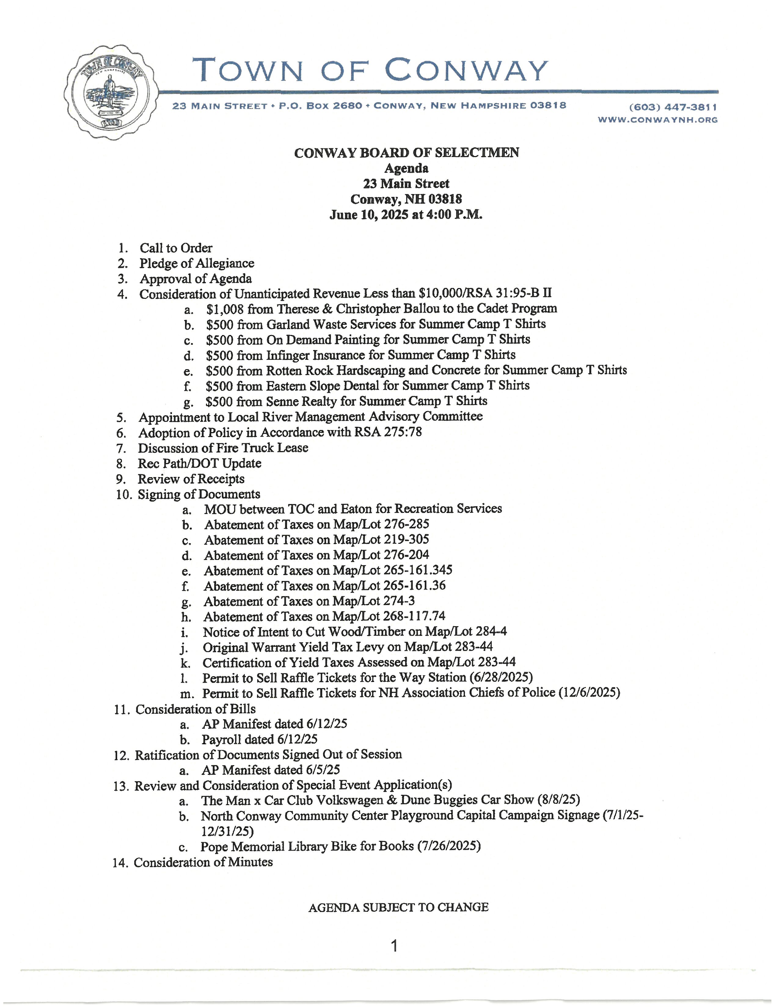 Agenda Page 1