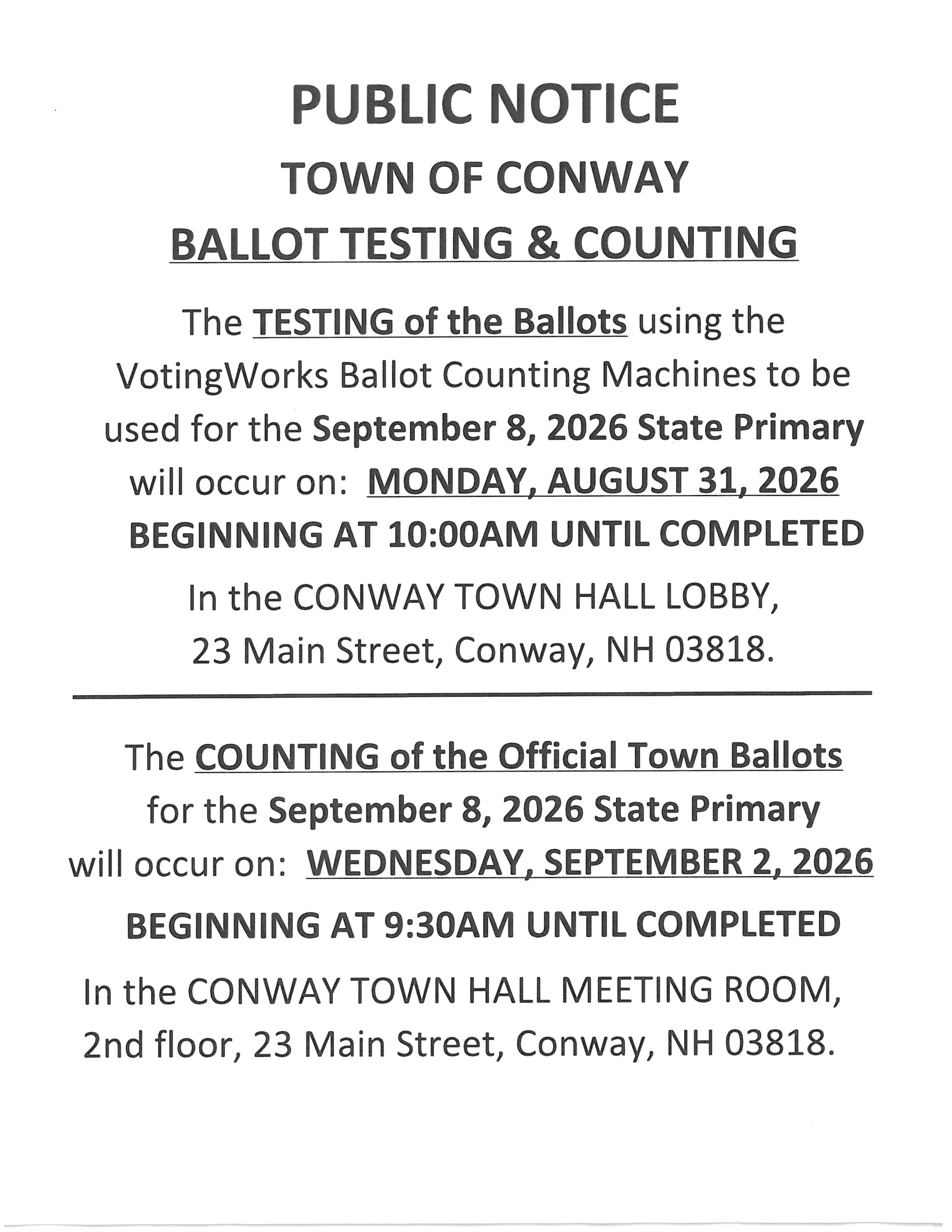Public Notice for Ballot Counting 